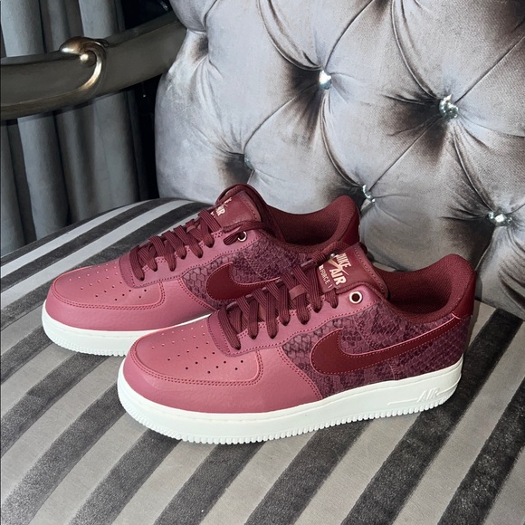 Nike Air Force Other - 🐍 ELITE STYLE: Nike Air Force 1 Low Burgundy Snakeskin Exotic Luxe US 9 🤩✨👟